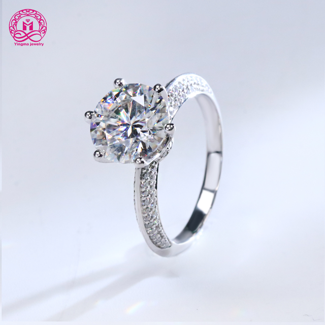 Luxury   9k 10k 14k 18k   Moissanite  Engagement Ring  High Quality 3 Ct White Gold  Round Cut Moissanite  Diamond Ring