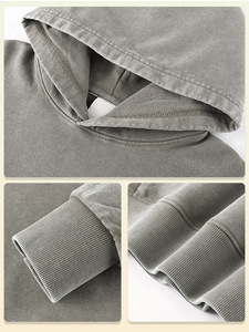 H5567 Nouveautés Vente en gros Personnalisé Épais 450 g/m² Sweats à capuche doublés en molleton bouclette effet délavé à l'acide - Product Image 5