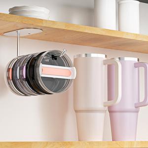 Lot de 2 organiseurs de couvercles de gobelets, organisateur de couvercles de tasses peu encombrant, support de couvercles auto-adhésif à visser pour rangement dans les armoires de cuisine - Product Image 4