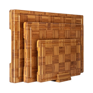 <span class=keywords><strong>Planche</strong></span> à découper extra large en bambou (lot de 3) <span class=keywords><strong>avec</strong></span> rainure pour les jus, ensemble de planches à découper en bois de bambou, plateau en bois à grain croisé - Product Image 1