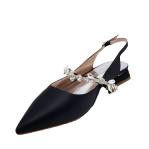 Vente en gros – Nouveauté Printemps-Été : Sandales de soirée pour femme en soie, à talon carré, avec bride à boucle, respirantes et antidérapantes, à bout pointu - Product Image 1