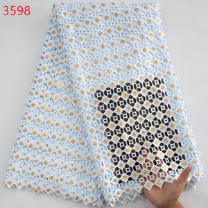 3598 Cordón de <span class=keywords><strong>guipur</strong></span> de buena calidad con lentejuelas NewStyle tela de encaje Soluble en agua africana para coser vestidos <span class=keywords><strong>Midi</strong></span> de fiesta de lujo - Product Image 2