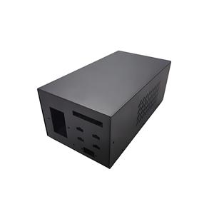 Black Steel Cutout Enclosure Machined Metal Housing Rectangular <b>Machine</b> Cover Custom CNC <b>Machine</b> Service - Product Image 6
