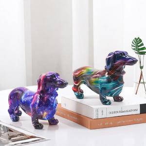 Cross-border Modern Creative Colorful Epoxy Resin Sculpted Dachshund <b>Dog</b> <b>Ornament</b> Home Office Desktop Decoration Handicraft - Product Image 3
