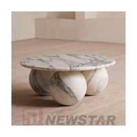 Newstar Vente Chaude Marbre Salon Centre Table Ronde Sphère Boule Base Marbre Table Basse Avec 3 Boules Pieds