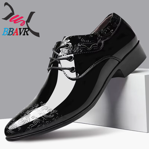 Nuevos Zapatos de Vestir Formales para Hombre, Brillantes, de PU, con Punta Puntiaguda, Diseño Tallado, Casuales, de Primavera, Talla Grande, con Cordones, para Boda, con Entresuela de EVA/PVC - Product Image 1