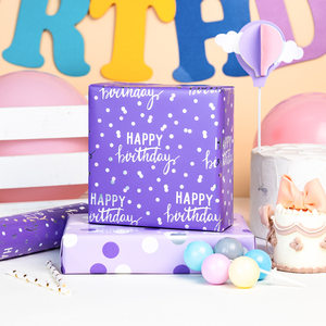 5 meter original daily purple letter and dot aluminum-coated birthday gift <b>wrapping</b> <b>paper</b> - Product Image 5