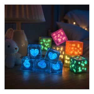 Wholesale Colorful Heart Squeeze Toy LED <b>Cube</b> Squishy Stress Ball <b>Glow</b> in Dark Fidget Sensory Kids Party Favors - Product Image 6