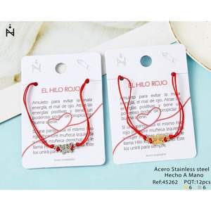 El Hilo Rojo Stainless Steel Bracelet <b>Amulet</b> For Luck <b>Protection</b> Handmade 12pcs - Product Image 1