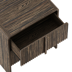 Nightstand In Jacobean Walnut Finish Modern Bedroom <b>Storage</b> Cabinet With Lamp And Decorative Bowl - Product Image 3