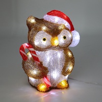 Weihnachtliche Acryl-Eule mit Zuckerstangen-Licht, Wasserdichte LED-Außenbeleuchtung für Heimdekoration und Geschenke