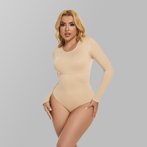 OEM personalizado manga longa em torno do pescoço <span class=keywords><strong>Bodysuit</strong></span> térmica barriga controle completo corpo Shapewear corpo das mulheres Shaper - Product Image 4