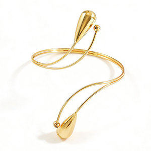 Water Drop Gold Plated Alloy <b>Cuff</b> Bracelet For Women Trendy Party Fashion <b>Arm</b> Jewelry - Product Image 4