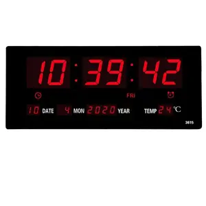 14.1 Inch Oversized LED Digital Wall Clock/Calendar Large Display with Indoor Temperature Date and Day of Week