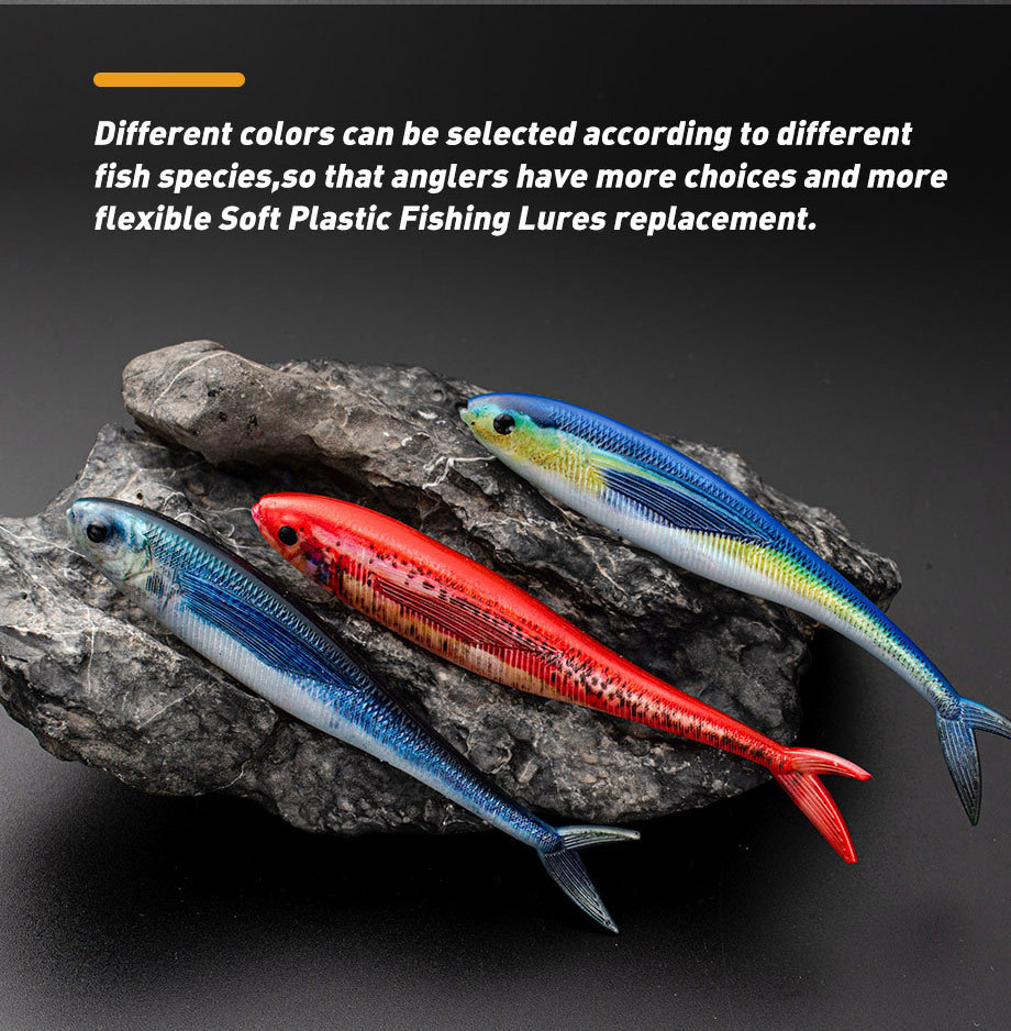 120mm 3D Printed Big Game Mackerel Soft Pvc Rubber Fork Tail Shad  Artificial Swim Silicone Fishing