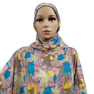 2022มุสลิมใหม่ของผู้หญิงสวดมนต์เสื้อผ้าดอกไม้ Hijabs Jibab ตุรกี-แอฟริกันบูชาเสื้อคลุมกับหมวกอิสลามอาหรับ Kaftan ชุดรอมฎอน