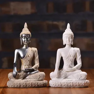 Buda sentado en el trono de loto, Decoración de mesa de tamaño pequeño, arte y artesanía para el hogar, accesorios de decoración