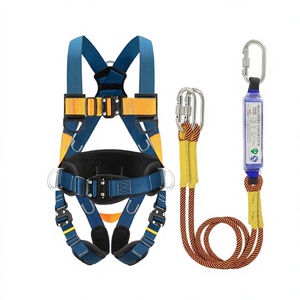 Harnais antichute intégral réglable avec amortisseur de chutes, corde et anneau en D pour travaux de toiture et de construction - Product Image 1