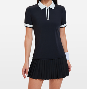 Nuova gonna da <span class=keywords><strong>Tennis</strong></span> da Golf ad asciugatura rapida personalizzata set Polo da donna traspirante a manica corta con Logo con cerniera sul davanti - Product Image 2