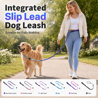 Laisse de dressage intégrée pour chien en nylon avec corde amortissante et doubles boucles de fixation – OEM/ODM disponibles