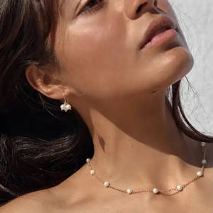 Collier Fait Main en Acier Inoxydable Plaqué Or 18K avec Chaîne de Perles Rondes, Bijou de Mariage pour Femme - Product Image 2