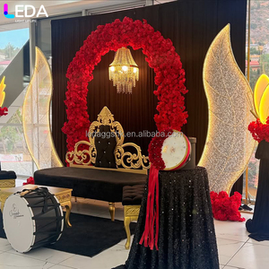 LEDA Wedding Events Custom High Quality Artificial <b>Silk</b> <b>Red</b> Round Flower Arch for Wedding - Product Image 2