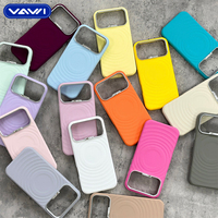VAWI S123 Coque de téléphone en silicone liquide antichoc avec anneau métallique pour appareil photo et touches latérales en métal au toucher doux, design de luxe pour iPhone 18 Pro Max