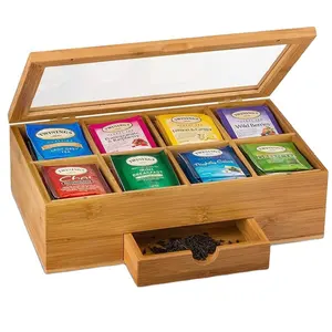 Custom Logo Wooden Box for Tea Bag Collection Premium Bamboo & Wood Material