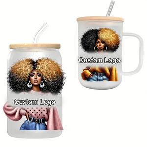 Calcomanías UV DTF Impresas con Logotipo Personalizado, Listas para Aplicar, Resistentes al Agua, para Manualidades, para Latas de Vidrio Libbey de 16 oz - Product Image 1