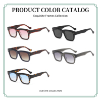 Lunettes de soleil en acétate pour hommes, monture carrée classique, verres en nylon, lunettes de mode vintage