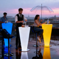 Table ronde à bar lumineuse à LED, meubles en plastique imperméables pour discothèque, salon, jardin, mariage