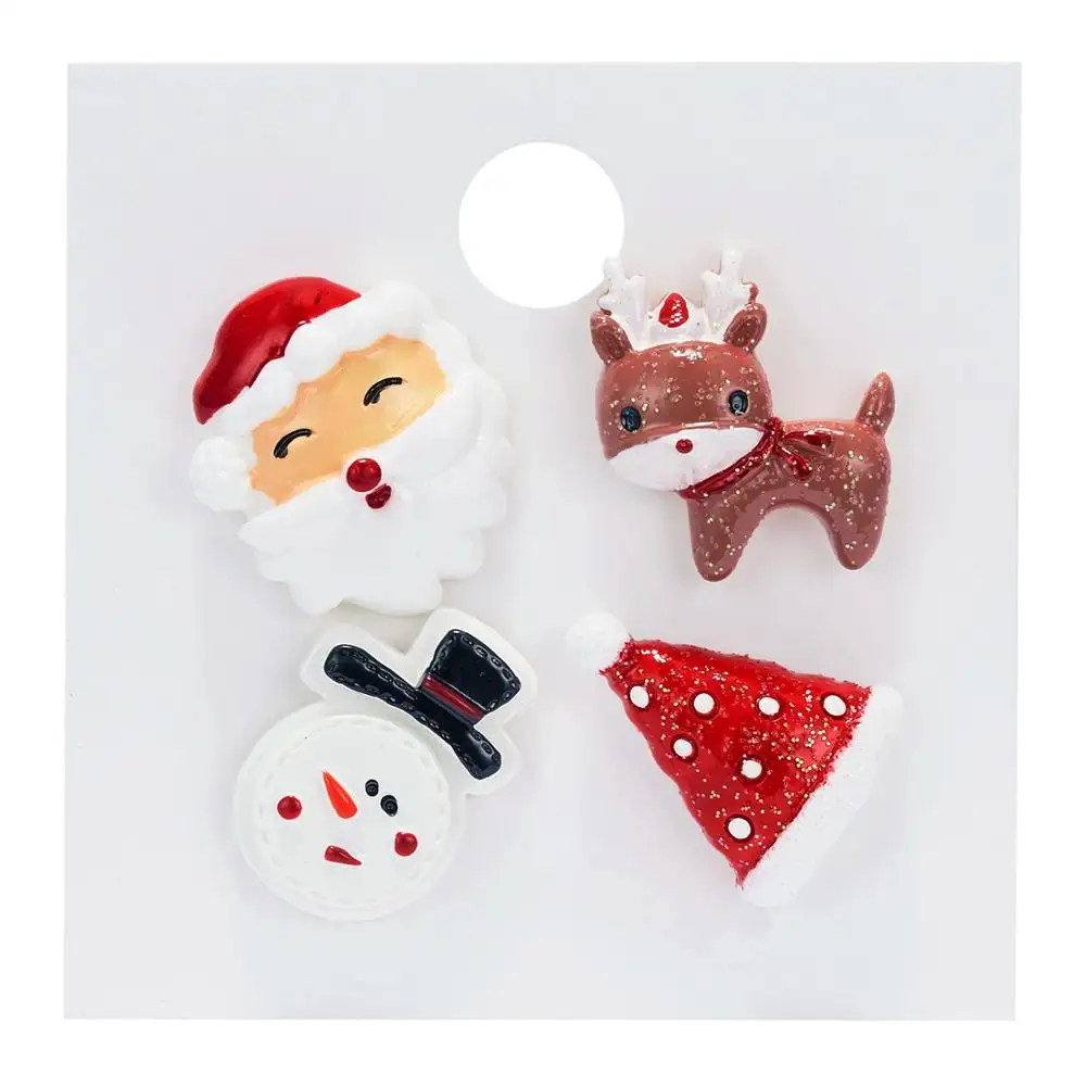 LWC10171-Conjunto de broche acrílico de resina para mujer, regalo de Navidad, Papá Noel, muñeco de nieve, árbol de alce
