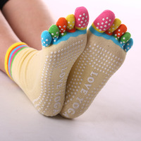 Yoga d'intérieur professionnel Sport arc-en-ciel couleurs cinq doigts orteils chaussettes femmes élastique anti-dérapant Silicone Yoga Pilates Grip chaussette