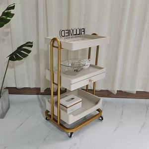 Chariot de Luxe Original Haut de Gamme pour Salon de Beauté, Chariot de Gestion des Soins Cutanés avec Étagère de Rangement en Bois, Chariot à Outils en Métal et Plastique - Product Image 1