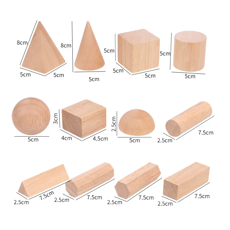 モンテッソーリ学習数学教育認知ゲーム3D形状木製幾何学的ブロックセット子供のための教材おもちゃ