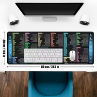 Tapis de Souris XXL Étendu avec Raccourcis Excel, Tapis de Clavier de Bureau PC Antidérapant, Bords Cousus, Lavable