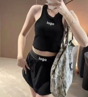 Nouvel ensemble deux pièces de sport et yoga pour femme : débardeur et jupe en maille, séchage rapide, Spandex/Polyester, infroissable, anti-transparence