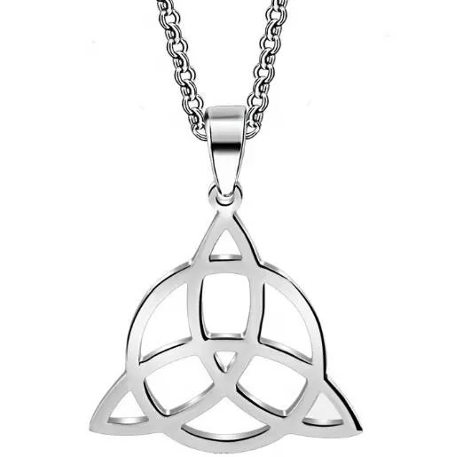 Hot European and American stainless steel Viking Irish hollowed love Knot pendant Necklace