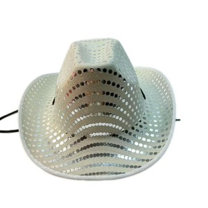Chapeau de cowboy à paillettes scintillantes, chapeau de <span class=keywords><strong>cowgirl</strong></span> western avec sangle sous le menton pour cosplay et enterrement de vie de jeune fille - Product Image 3