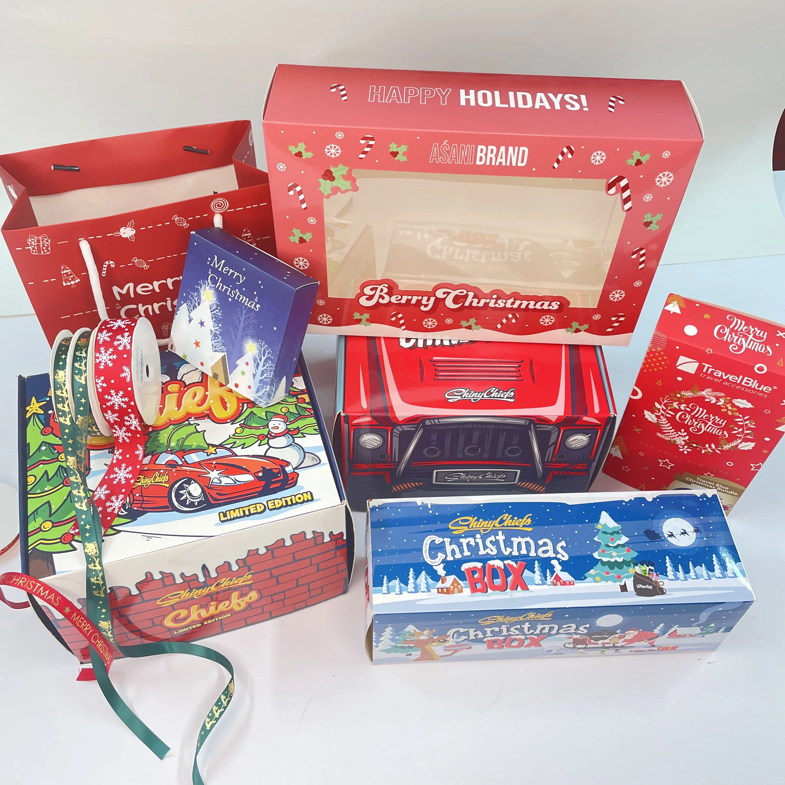 Рождественские подарочные коробки для печенья, Пончик, коробка для выпечки с прозрачным окном, зеленый и красный праздничный дизайн с рождественскими лентами для подарка