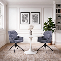Fauteuil d'appoint rembourré à dossier haut avec coussin moelleux et base pivotante à 360 degrés en métal noir robuste, chaise de salle à manger de luxe, vente chaude
