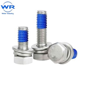 Boulon à bride hexagonale en acier inoxydable 304 avec colle bleue, fixation filetée pour montage d'équipements industriels - Product Image 1
