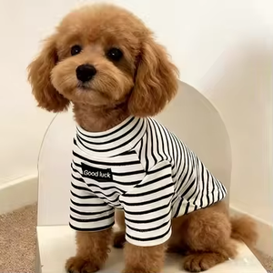 Gezellig gestreept thermisch hondenshirt |   Twee-poots vrijetijdskleding voor kleine rassen |   Herfst- en winterkleding voor huisdieren, zoals Shih Tzu's en meer - Product Image 1