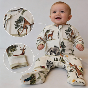 Pakaian Bayi Desain Khusus Little Little Class, Piyama Resleting Bermotif, Pakaian Bambu Super Lembut, Romper Bermotif Seluruh Badan - Product Image 5