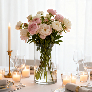 Sang Trọng Màu Trắng Bình Thủy Tinh Hiện Đại Xi Lanh Phong Cách Cho Đám Cưới Trung Tâm Bảng Trang Trí Nội Thất Thanh Lịch Đơn Giản Hoa Hiển thị - Product Image 5