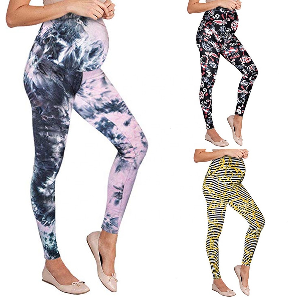 LW-G19022 Новинка зимы высокой талией узкие цифровая печать на подкладке с девятью точками брюки удобные брюки для беременных