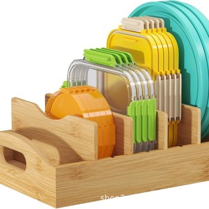 Creative wooden cabinet <b>storage</b> <b>box</b> with adjustable inserts, suitable for home food <b>storage</b> and categorization, <b>kitchen</b> dish - Product Image 2