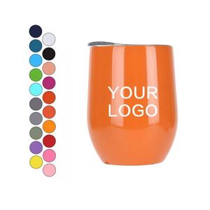 Vaso de Vino de Acero Inoxidable de Doble Pared, Aislado al Vacío, con Diseño de Huevo Láser, Personalizado, de 12 oz - Product Image 1