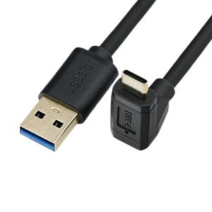 <b>Usb</b> 3.0 To Type C Right Angle Data <b>Cable</b> 1m Black For Mobile Phone And External Hard Drive High Speed Connection - Product Image 3