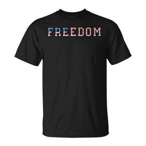 Camiseta gráfica con tipografía minimalista y atrevida Freedom Black Text - Product Image 1